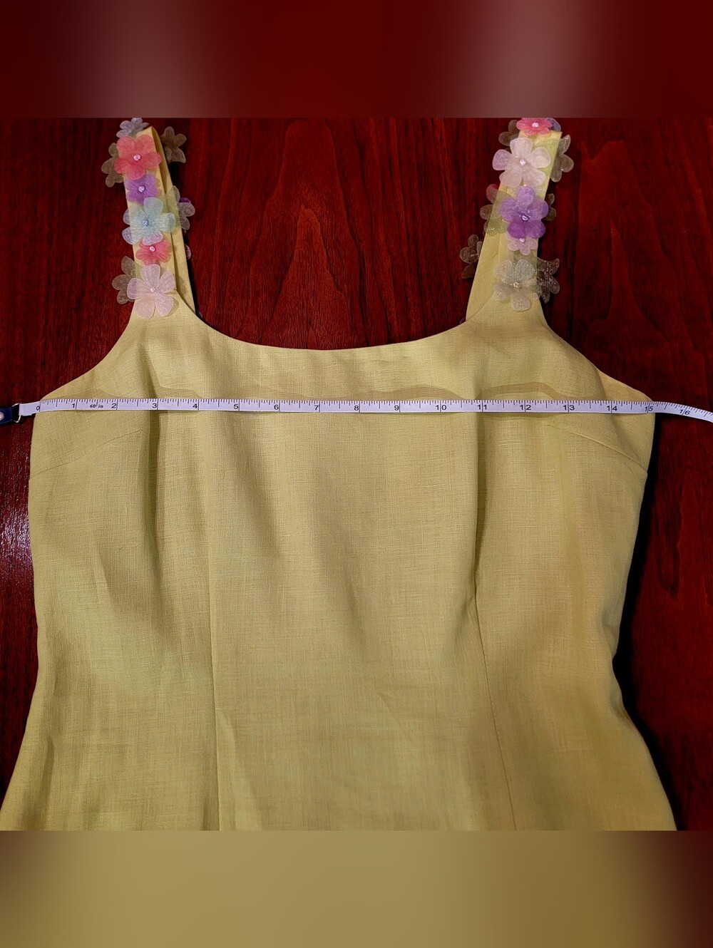 Vintage Althuser Linen-Blend Yellow Floral Strap Sundress 100% Linen Size 2 - Picture 13 of 16